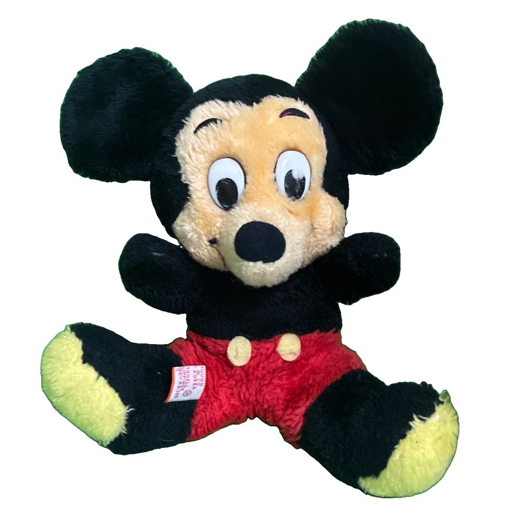 Vtg 1970s Disneyland Mickey Mouse 9" Plush Toy Shredded Nutshells Korea Dakin